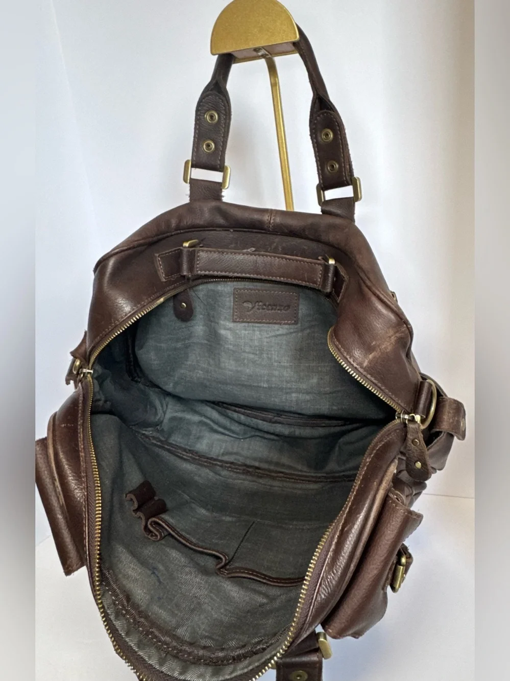 Vicenzo Titan X Leather Briefcase Laptop Messenger Bag